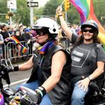 lgbtq pride parade dykes on bikes hrc equality shirt rainbow flags