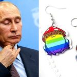lgbtq flag illegal extremist propaganda rainbow frog earrings russian leader vladimir putin
