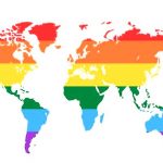 mapa vetorial do mundo nas cores da bandeira lgbt mes mundial pacifico de orgulho 647003 259