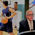 ohio governor mike dewine podium state flag transgender student playing boys high school basketball