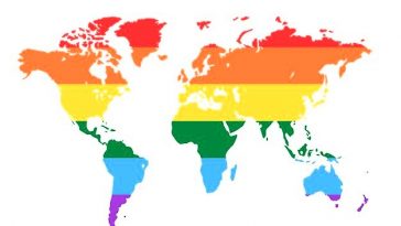 mapa vetorial do mundo nas cores da bandeira lgbt mes mundial pacifico de orgulho 647003 259