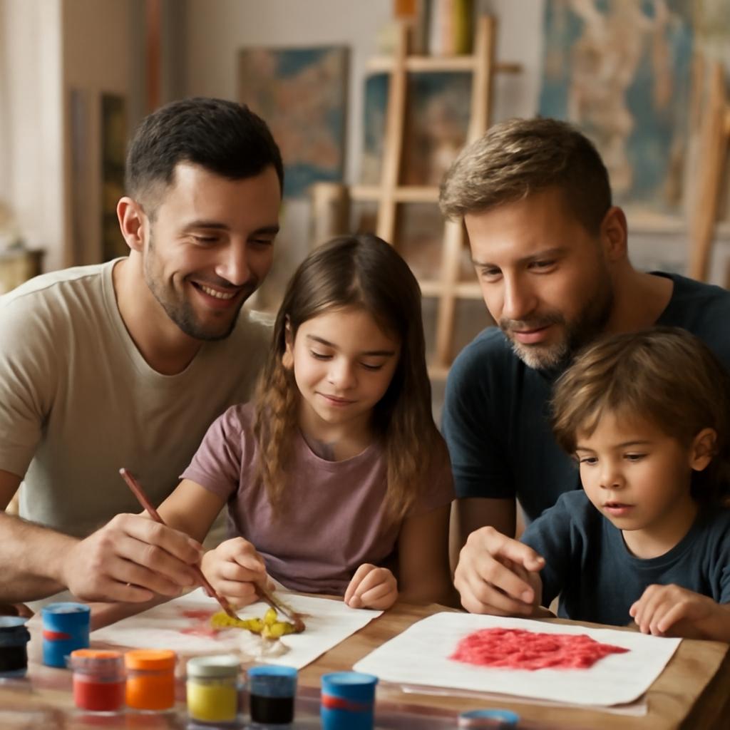 Artista plástico compartilha momentos de ternura e criatividade com Lucía e Renn, mostrando a beleza da paternidade LGBTQIA+