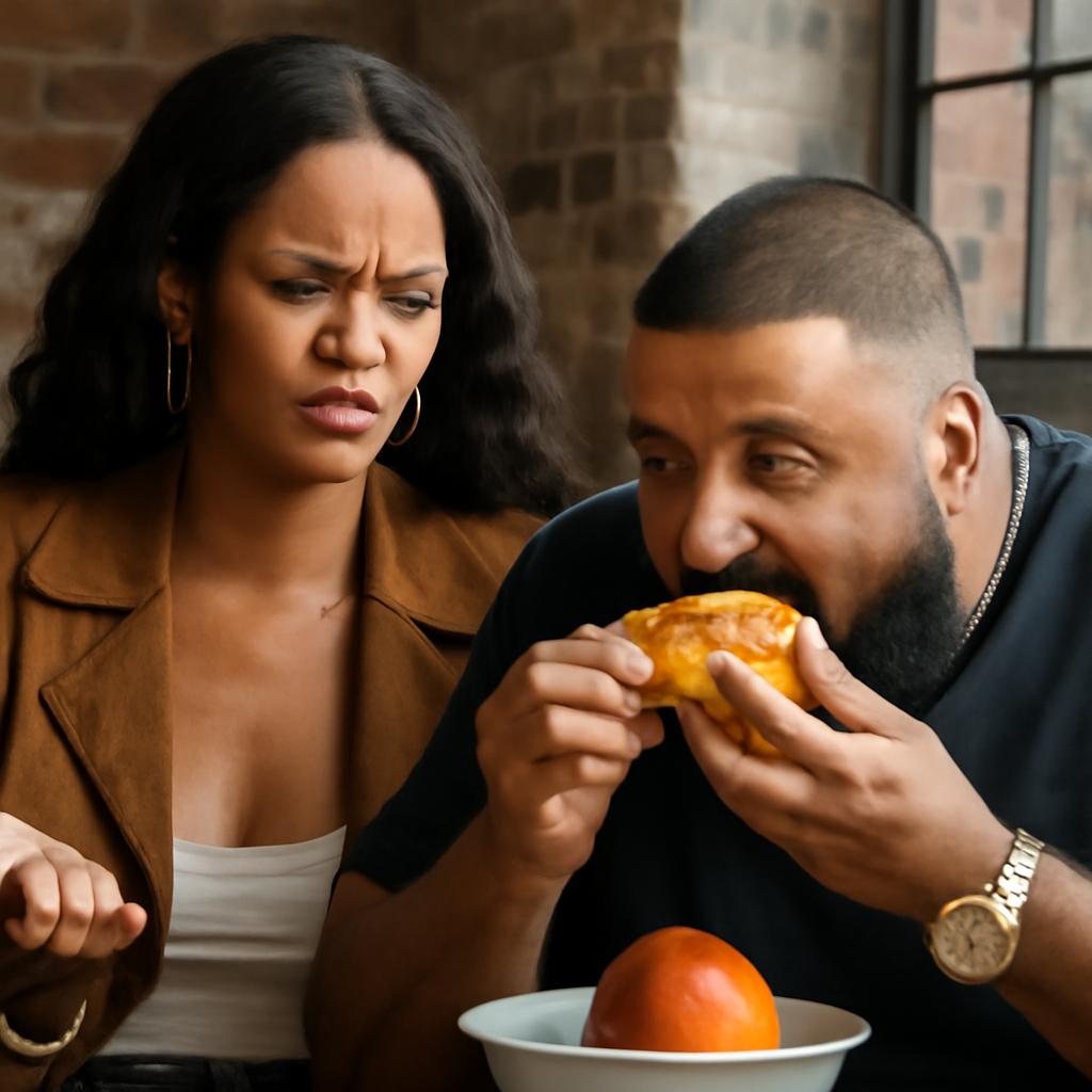 A cantora expressa sua frustração de forma divertida em comentários sobre a maneira de Khaled descascar a fruta.