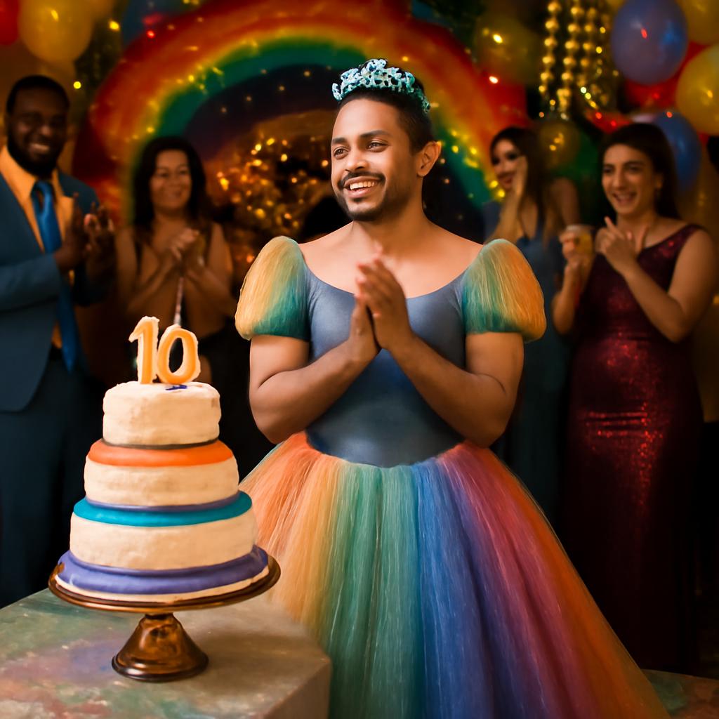 A festa de Frank é um marco de inclusão e celebração da diversidade em sua vida.