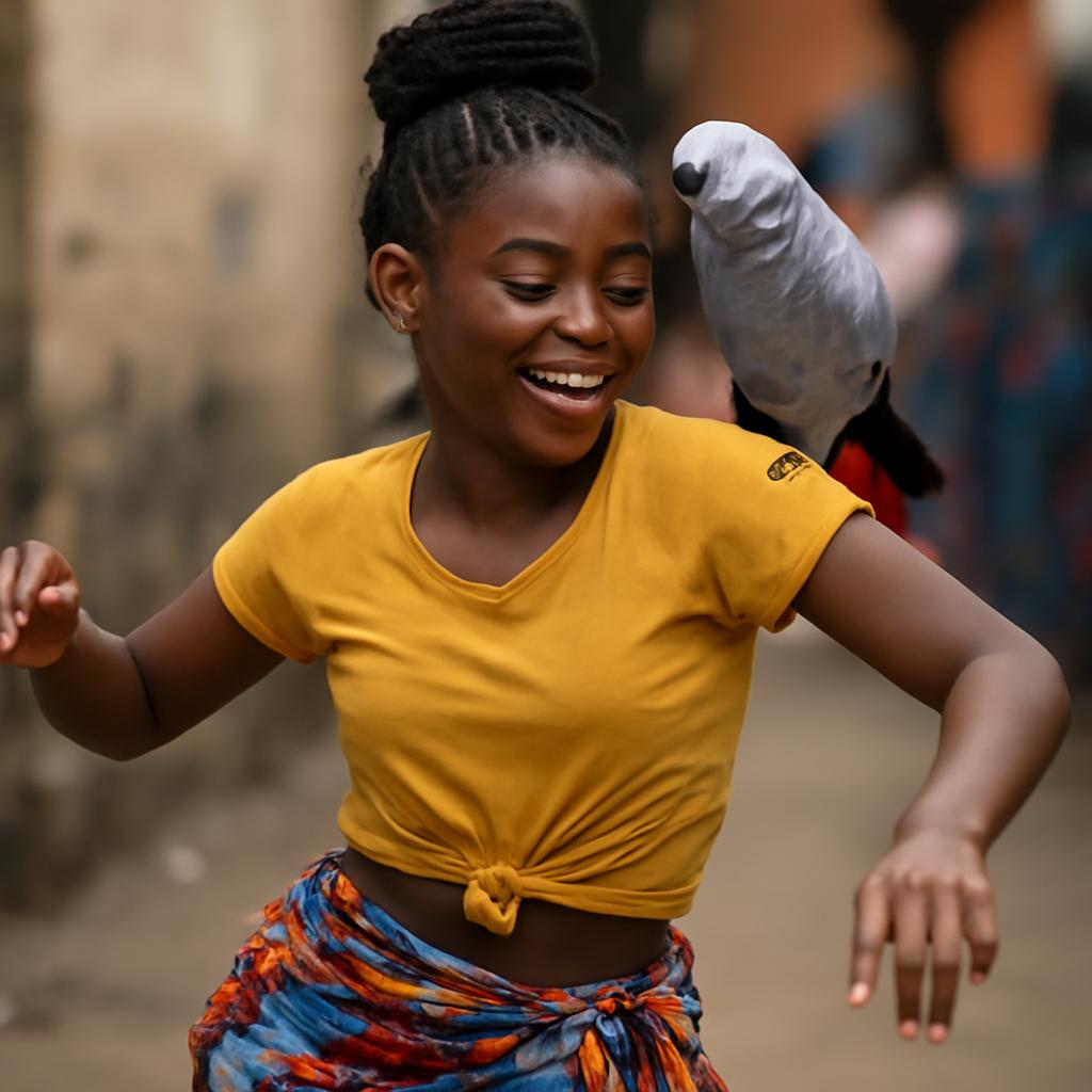 Rihanna, filha do televangelista Nana Agradaa, viraliza ao mostrar sua energia e talento dançando música de Davido com um pássaro amarelo