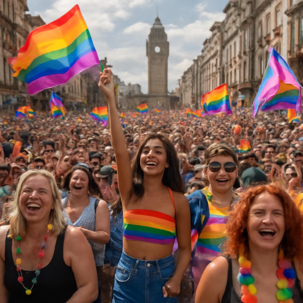 Parada de Pride em Londres celebra diversidade LGBTQIA+ com cores, dança e união nas ruas da capital inglesa