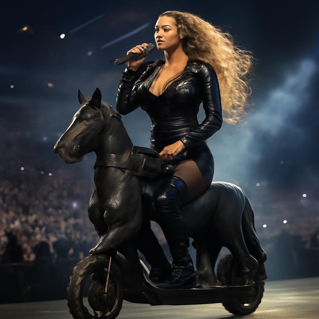 Após falha técnica perigosa em Houston, Beyoncé surge montada em cavalo dourado em turnê que celebra suas raízes texanas