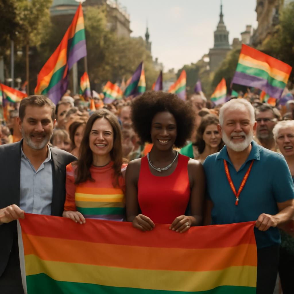 Manifestação destaca a cultura universal LGBTQIA+ com participação de autoridades e ativistas em Barcelona, Espanha