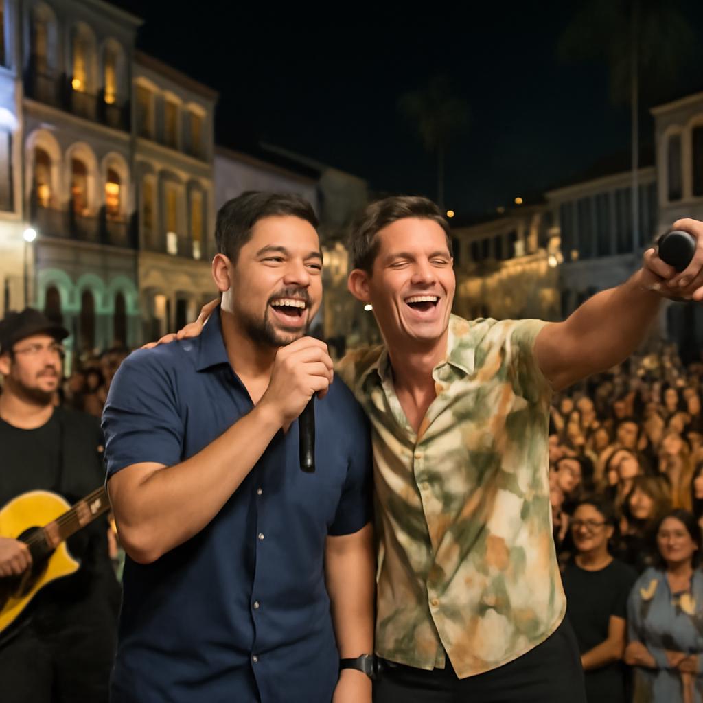 Grupo Menos é Mais grava novo projeto musical em frente ao Mercado Modelo, celebrando a cultura da cidade com samba e sertanejo