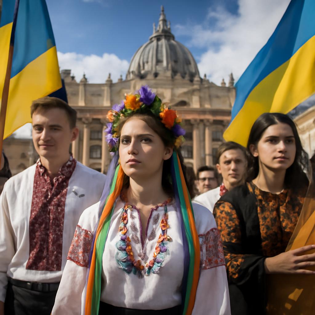 Com coragem e esperança, cerca de 2 mil jovens ucranianos celebram fé e resistência na capital italiana