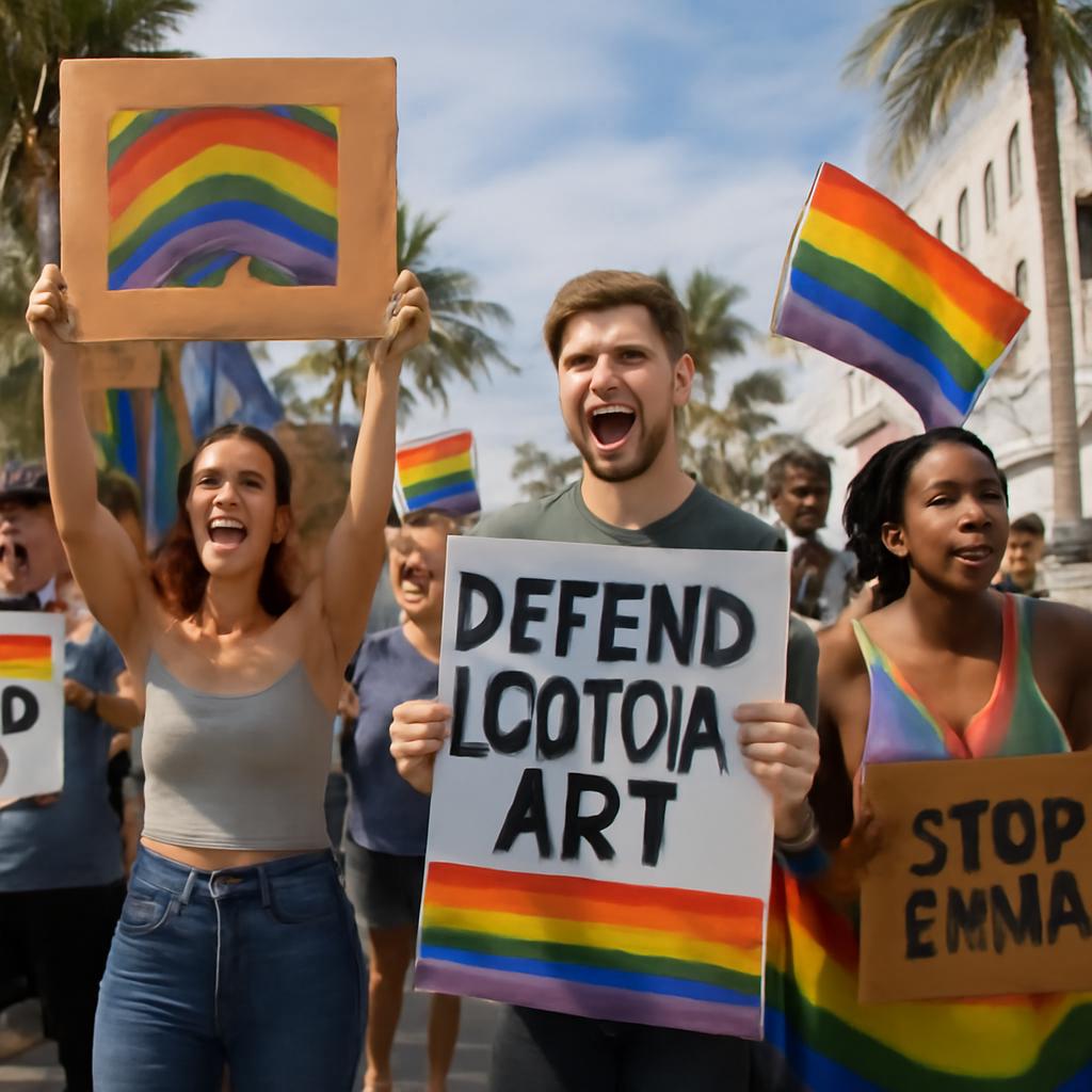 Marcha celebra orgulho e inclusão após governo estadual ordenar retirada de faixa de pedestres arco-íris