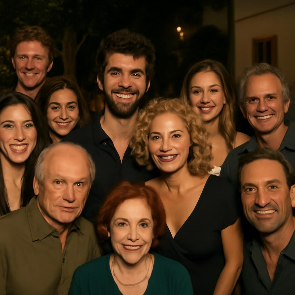 Festa animada celebrou os 34 anos do ator com roda de samba e presença de grandes nomes da TV