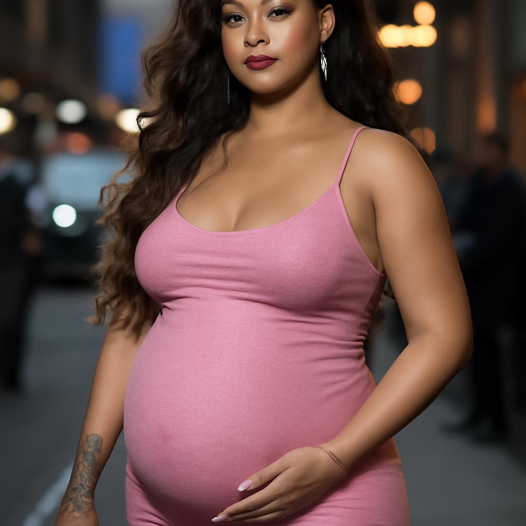 A cantora exibe estilo único e gestação radiante em um vestido trapezio assinado por Jonathan Anderson