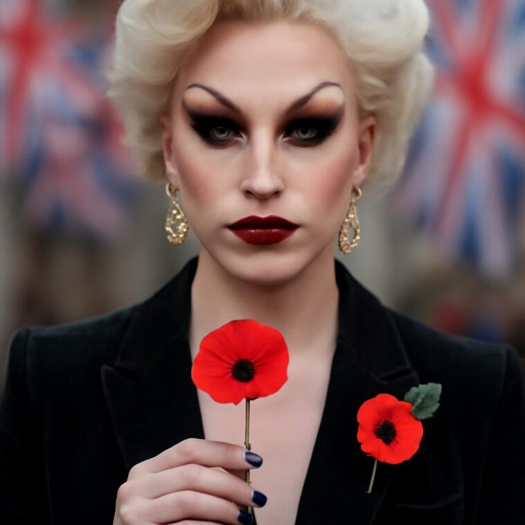 Emocionada, drag lembra a importância do respeito e da memória na celebração do Remembrance Day