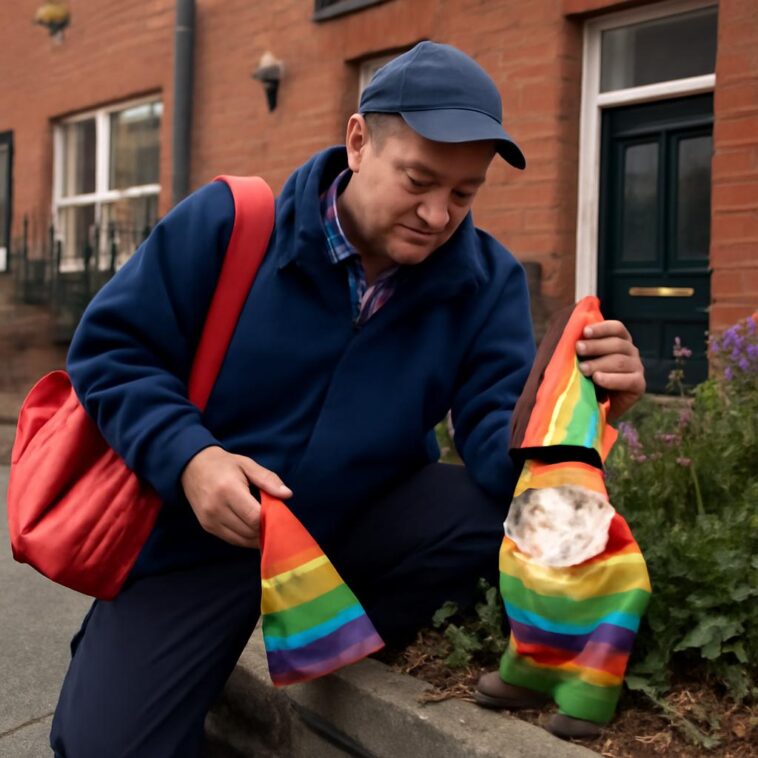Carteiro é demitido após vandalizar gnome arco-íris em Belfast 1 Atitude homofóbica do entregador chocou casal LGBTQIA+ e gerou investigação policial