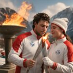 Hudson Williams e Connor Storrie brilham como porta-tochas no evento em Milão, Itália