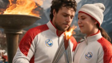 Hudson Williams e Connor Storrie brilham como porta-tochas no evento em Milão, Itália