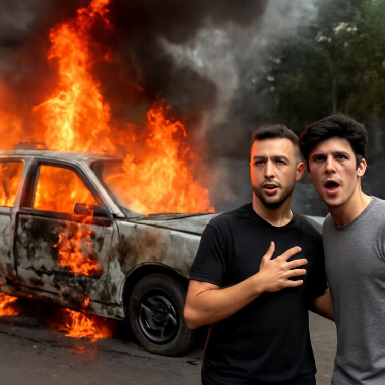 Veículo pega fogo na estrada Tijuana-Mexicali, mas dupla sai ilesa do susto e agradece apoio