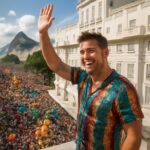 Cantor porto-riquenho curte bloco na sacada do hotel e revive magia da folia no Rio de Janeiro