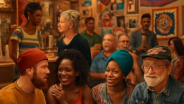 Obra de Trackie McLeod transforma espaço em pub funcional com arte, música e drag queens, resgatando vínculos sociais