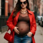 A atriz inspira com looks confortáveis e fashionistas que celebram o corpo gestante