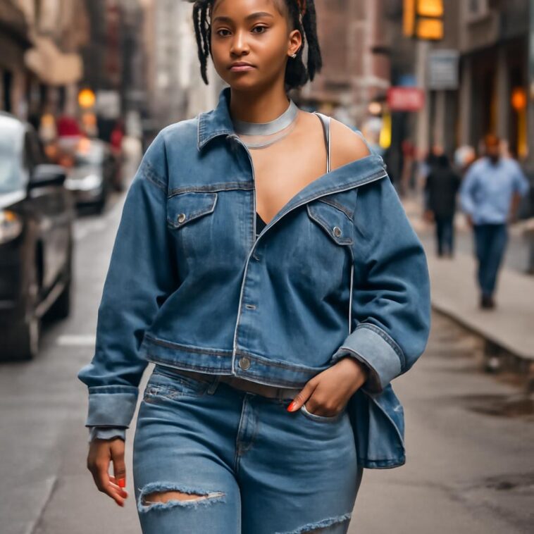 Com estilo ousado e acessórios exclusivos, Rihanna transforma jeans em tendência fashion para a cidade