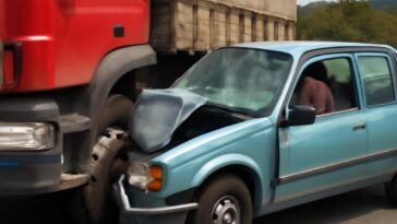 Homem de 70 anos foi hospitalizado após colisão entre caminhonete e caminhão em Rio Paranaíba