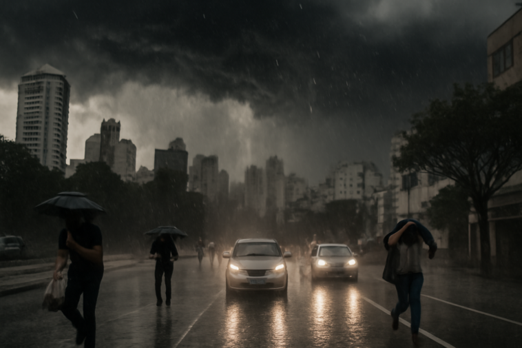 Temporal com granizo colocou BH em alerta nesta quarta (8). Saiba onde a chuva foi mais forte e o que esperar até quinta de manhã.