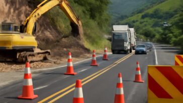 Trecho da BR-116 em Além Paraíba passa por obras com interdições e desvios até 28 de abril