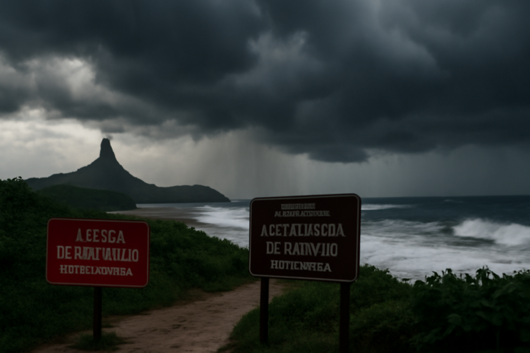 Chuva forte em Fernando de Noronha cancelou cinco voos e fechou áreas turísticas. Saiba o que aconteceu e o impacto em Pernambuco.