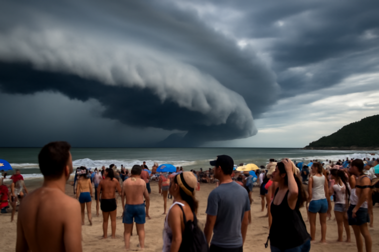 Fenômeno visto em Bertioga neste sábado mudou o tempo em minutos e chamou atenção no litoral paulista; entenda o que aconteceu.