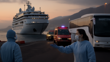 Navio com casos de hantavírus deve atracar em Tenerife neste domingo, com retirada por aviões de vários países. Entenda o plano.