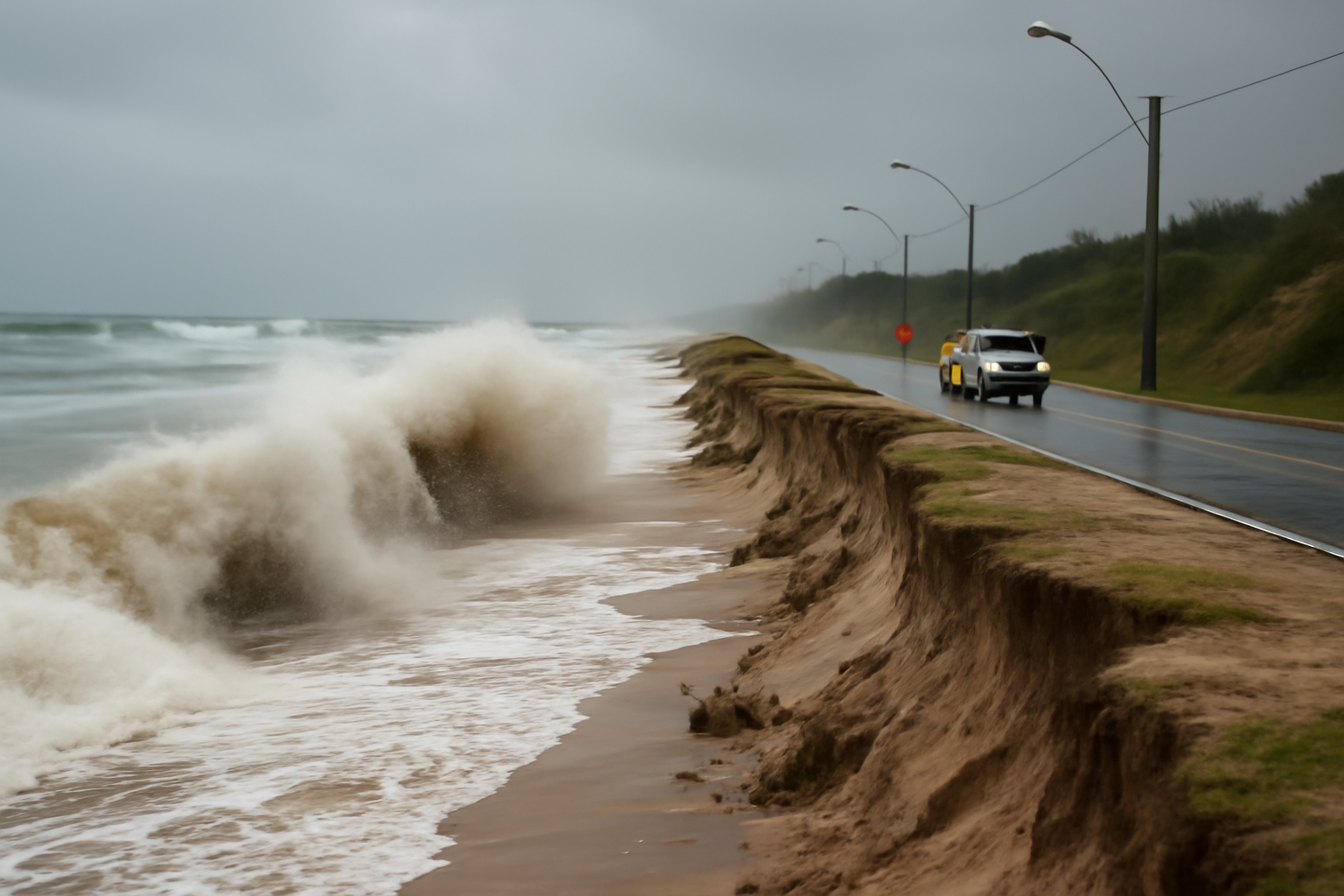 Fenômeno ligado a ciclone extratropical provocou erosão e alagamentos no litoral catarinense; entenda por que o tema disparou.