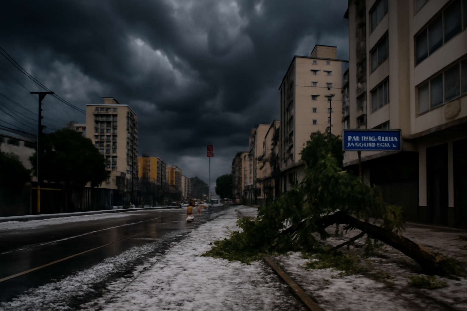 Temporal com vento de até 73 km/h escureceu a manhã em Juiz de Fora e derrubou árvores. Entenda por que a busca disparou.