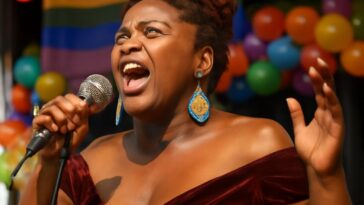 Cantora negra e queer conecta emoções e histórias reais em shows vibrantes no coração da comunidade LGBTQIA+