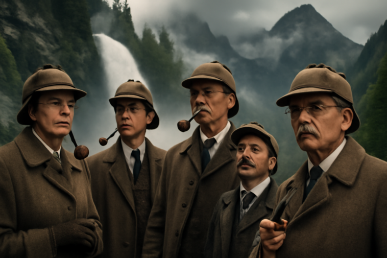 Fãs recriaram a “morte” de Sherlock Holmes nas cataratas de Reichenbach, e o clássico voltou a bombar no Brasil. Entenda o motivo.